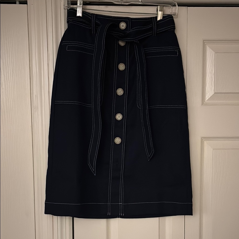 NWT J Crew navy Button-Down Skirt